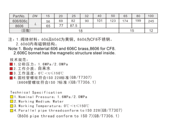 埃美柯閥門黃銅過濾器外形鏈接尺寸