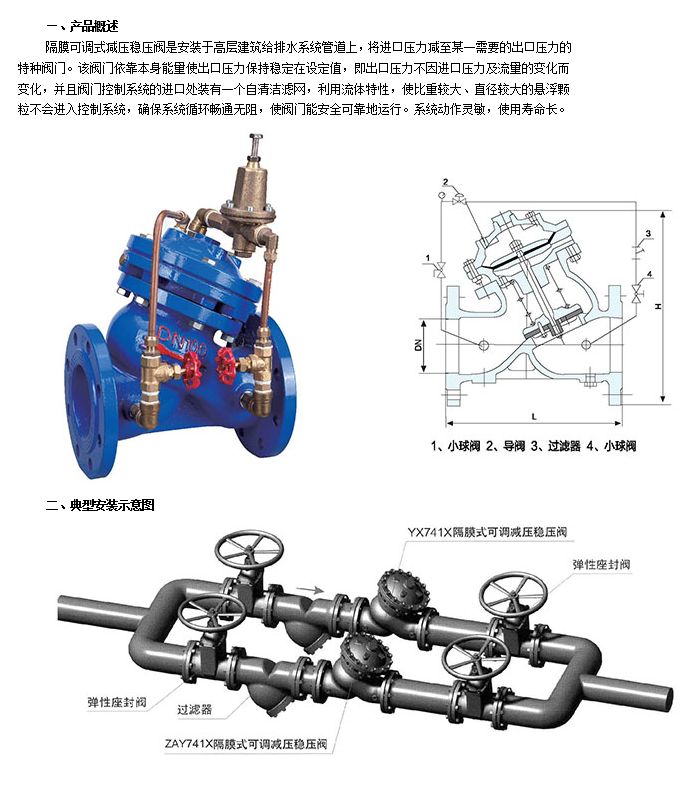 埃美柯隔膜式可調(diào)減壓穩(wěn)壓閥技術(shù)參數(shù)