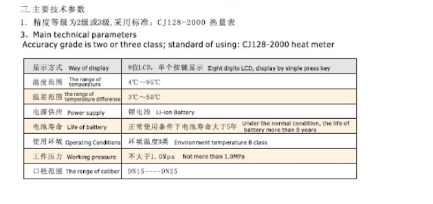 埃美柯射頻卡熱量表技術參數(shù)